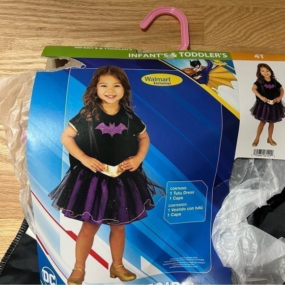 Batman Batgirl Costume NEW Black Purple Kids Halloween 4T Dress Tutu Cape - Picture 2 of 6